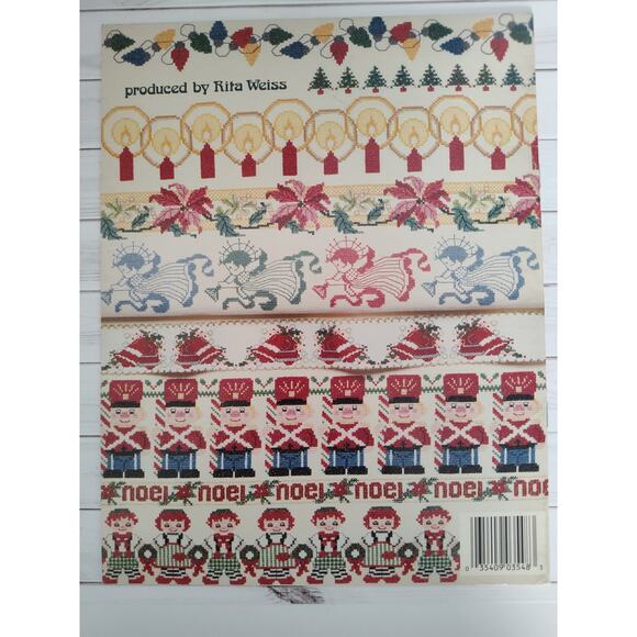 Christmas Borders Cross Stitch Patterns Santa, Angels, Holly, Ornaments, Wreaths - Picture 2 of 2